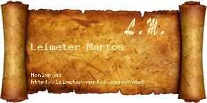 Leimeter Martos névjegykártya